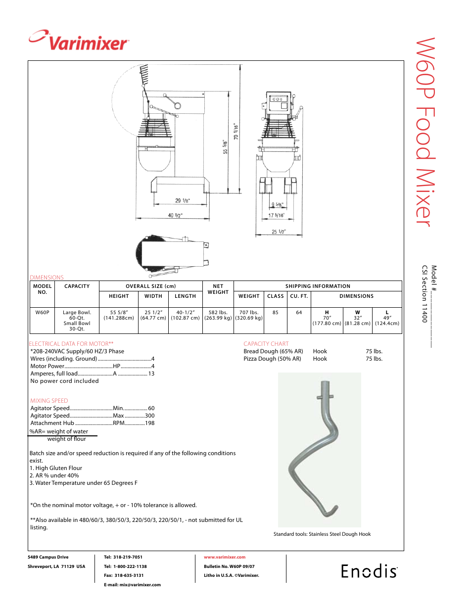 W60p f ood m ix er | Varimixer W60P User Manual | Page 2 / 2