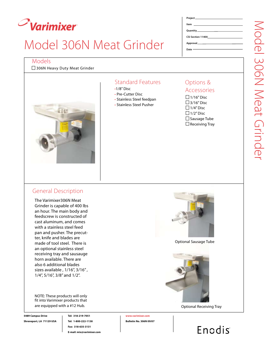 Varimixer 306N User Manual | 1 page