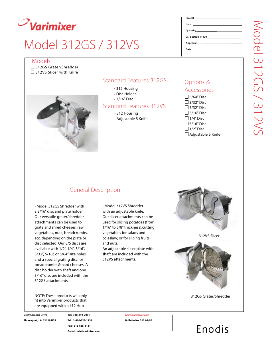 Varimixer 312GS User Manual | 1 page