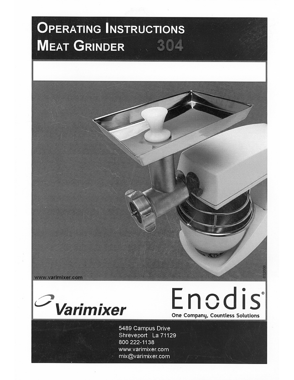 Varimixer Enodis 304 User Manual | 4 pages