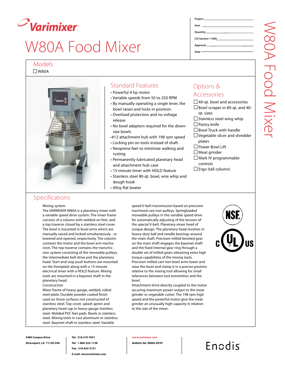 Varimixer W80A User Manual | 2 pages