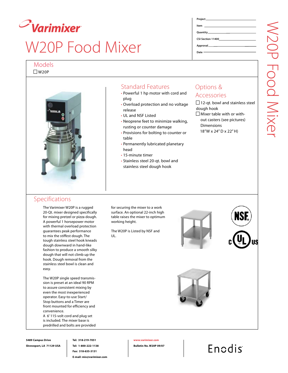 Varimixer W20P User Manual | 2 pages