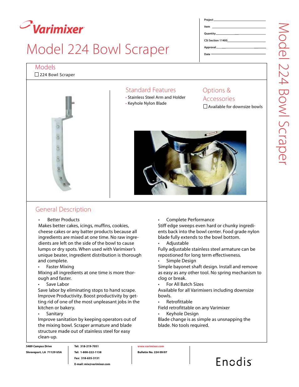 Varimixer Bowl Scraper 224 User Manual | 1 page