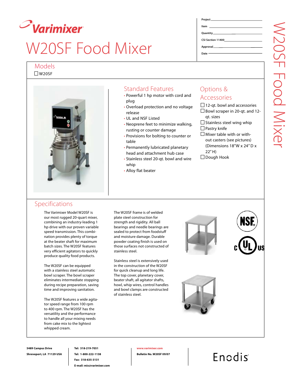 Varimixer W20SF User Manual | 2 pages