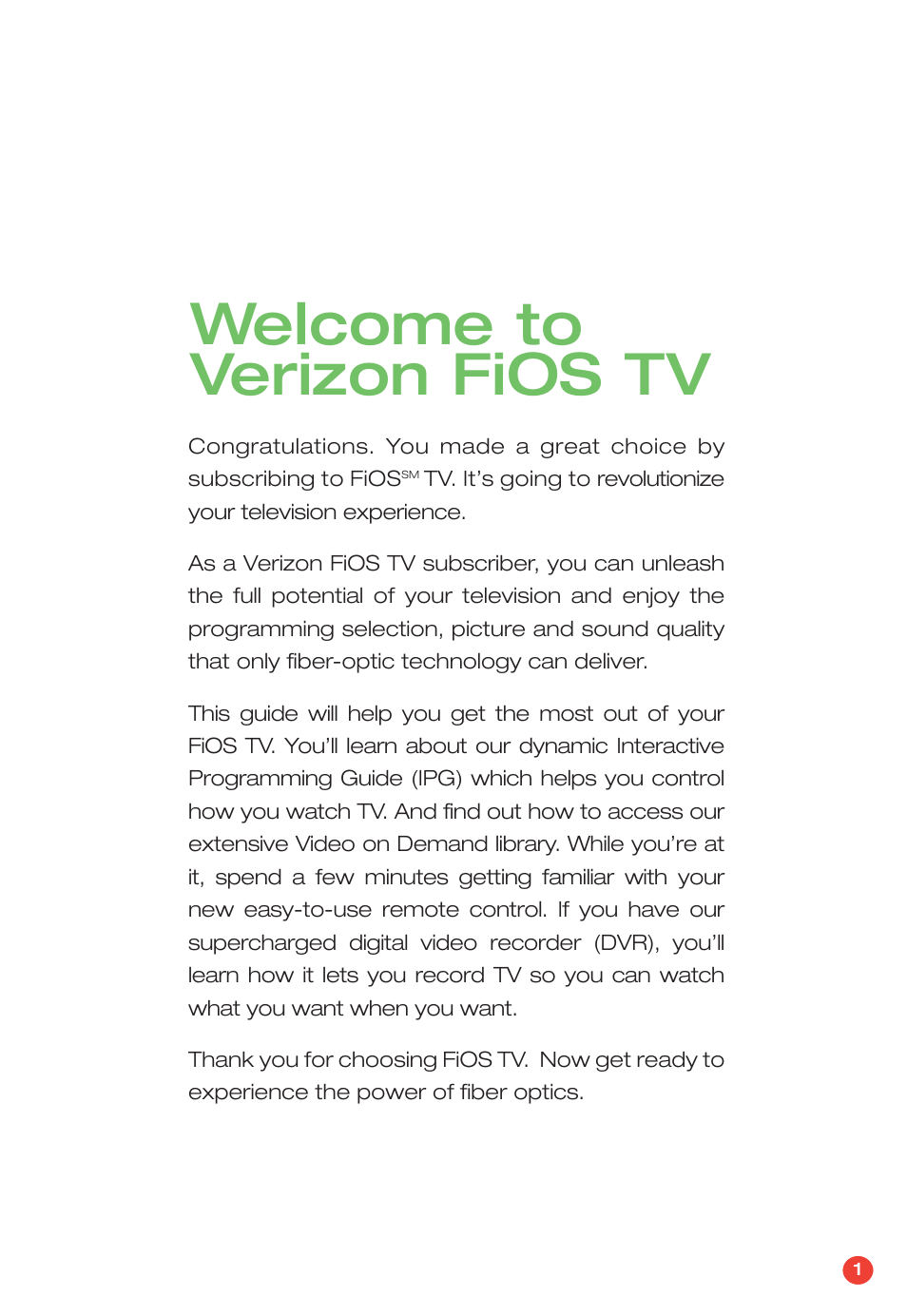 Welcome to verizon fios tv | Verizon FiOS TV User Manual | Page 3 / 60