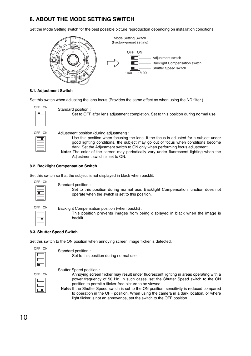 About the mode setting switch | Verizon C-CV24-3 CU User Manual | Page 10 / 12