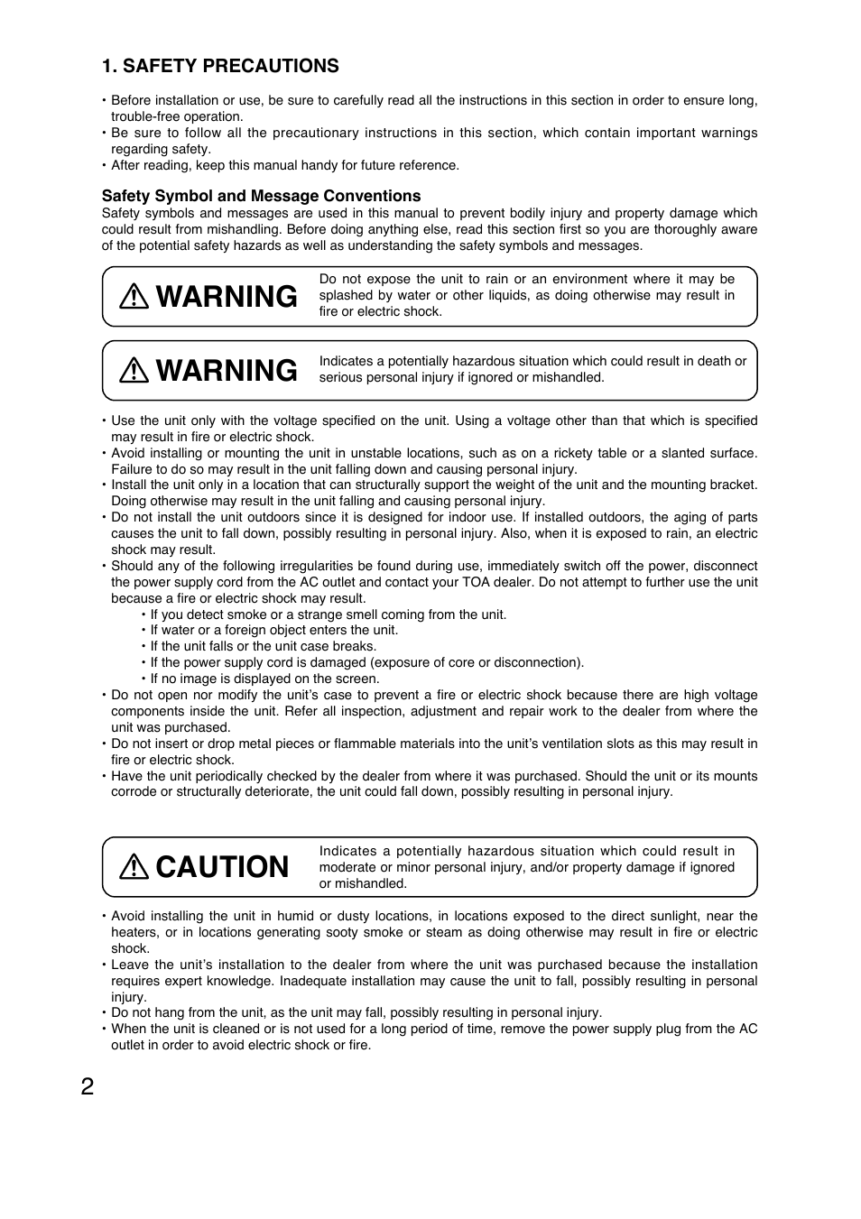 Warning, Caution, Safety precautions | Verizon C-CV24-3 CU User Manual | Page 2 / 12