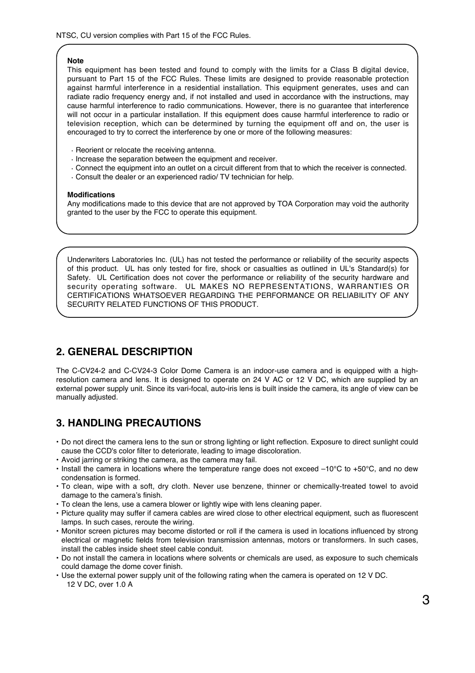 General description, Handling precautions | Verizon C-CV24-3 CU User Manual | Page 3 / 12