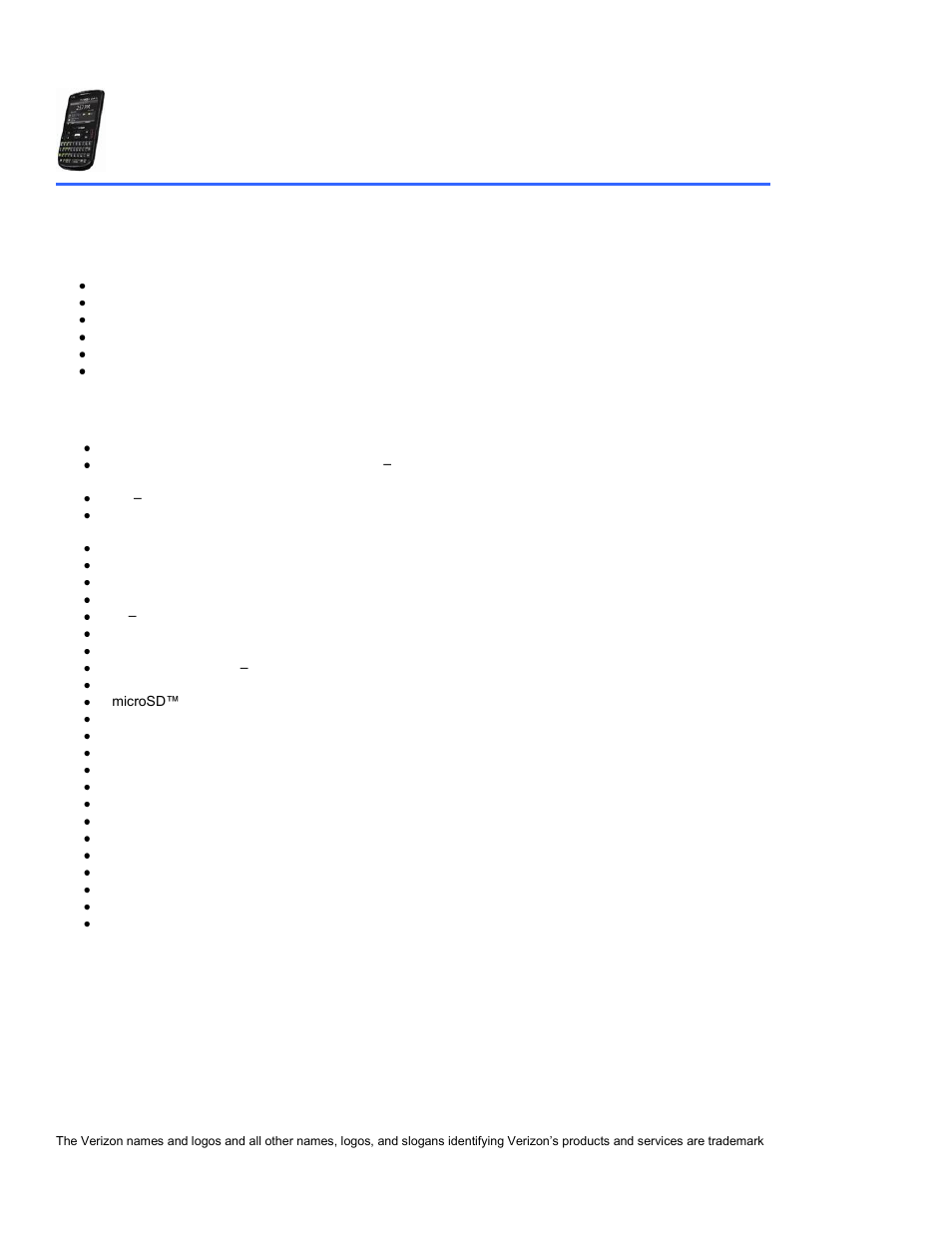 Htc ozone smartphone, Features | Verizon 8703E User Manual | Page 18 / 59