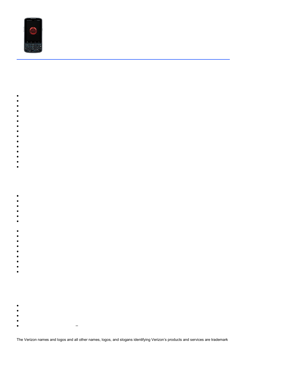 Motorola droid pro, Features | Verizon 8703E User Manual | Page 36 / 59