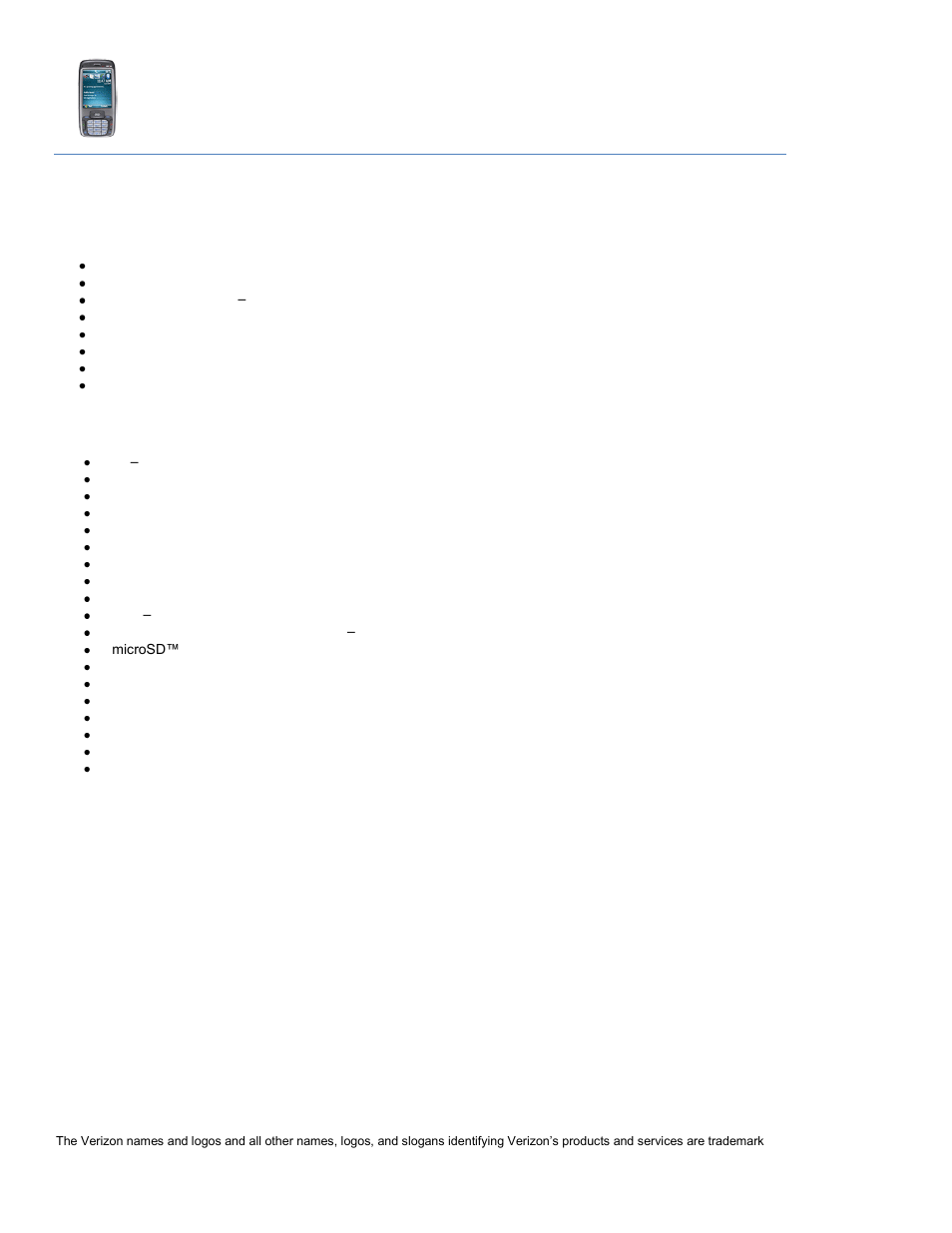 Vzw smt5800 smartphone, Features | Verizon 8703E User Manual | Page 47 / 59