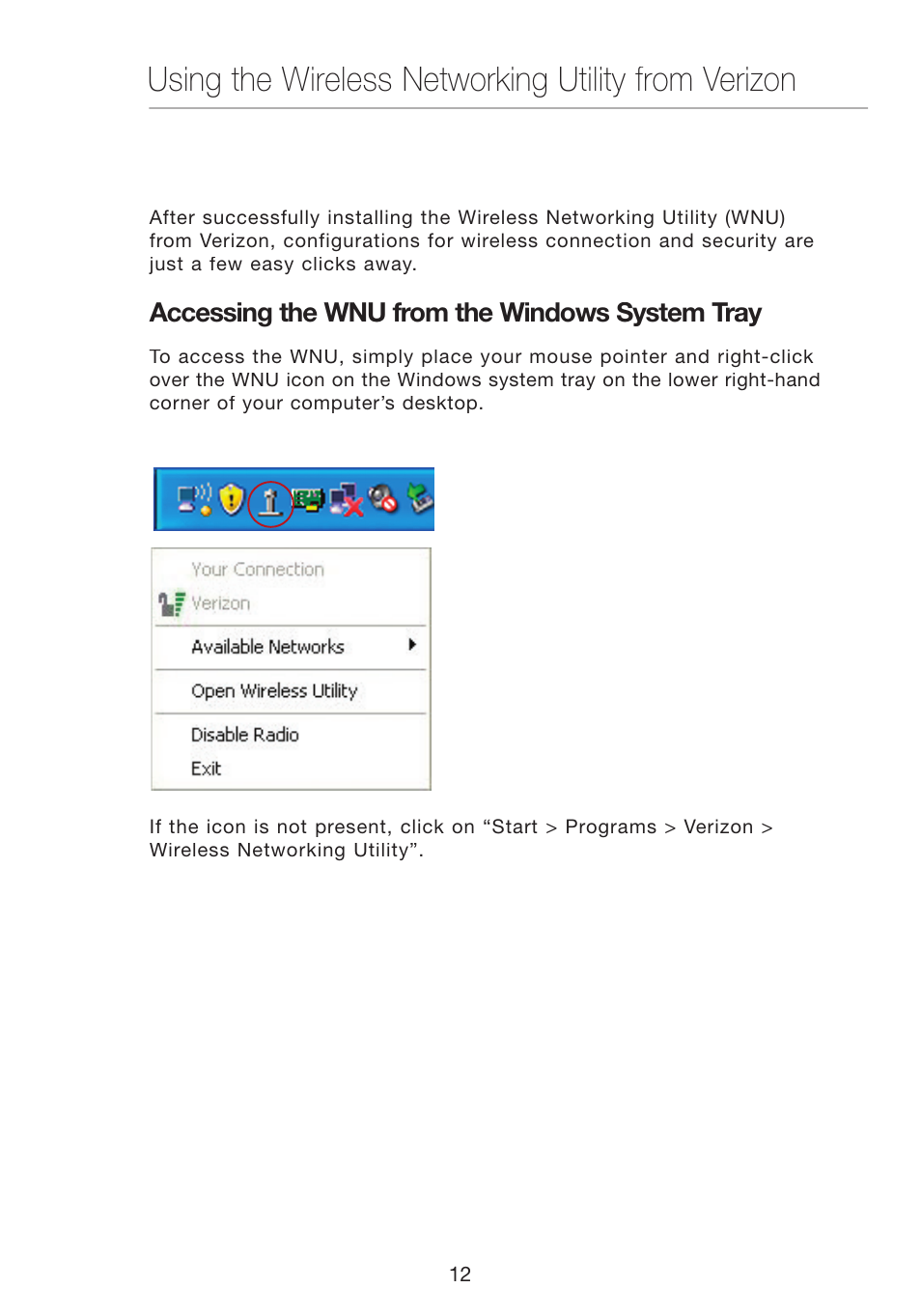 Using the wireless networking utility from verizon | Verizon VZ4050 User Manual | Page 14 / 40