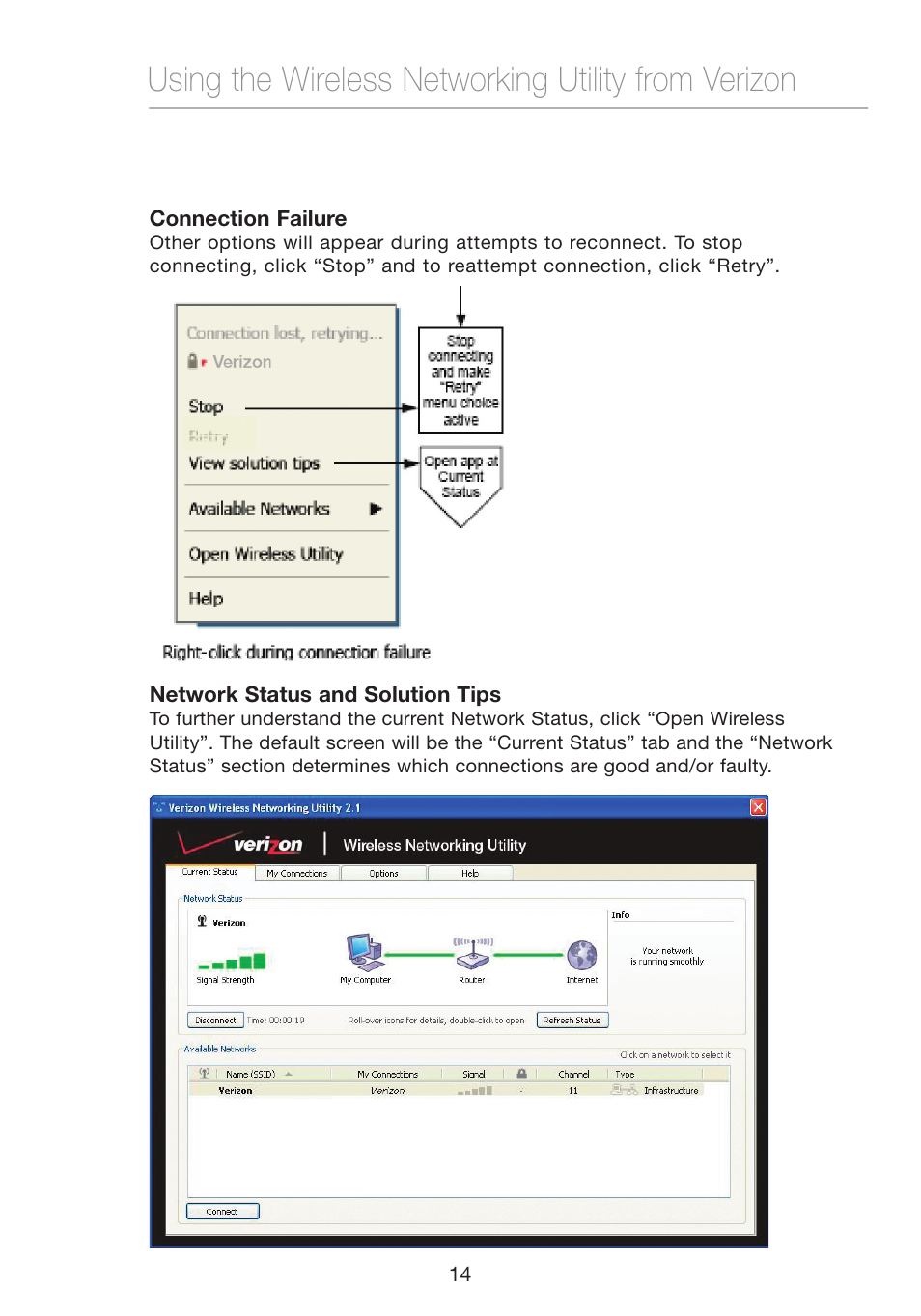 Using the wireless networking utility from verizon | Verizon VZ4050 User Manual | Page 16 / 40