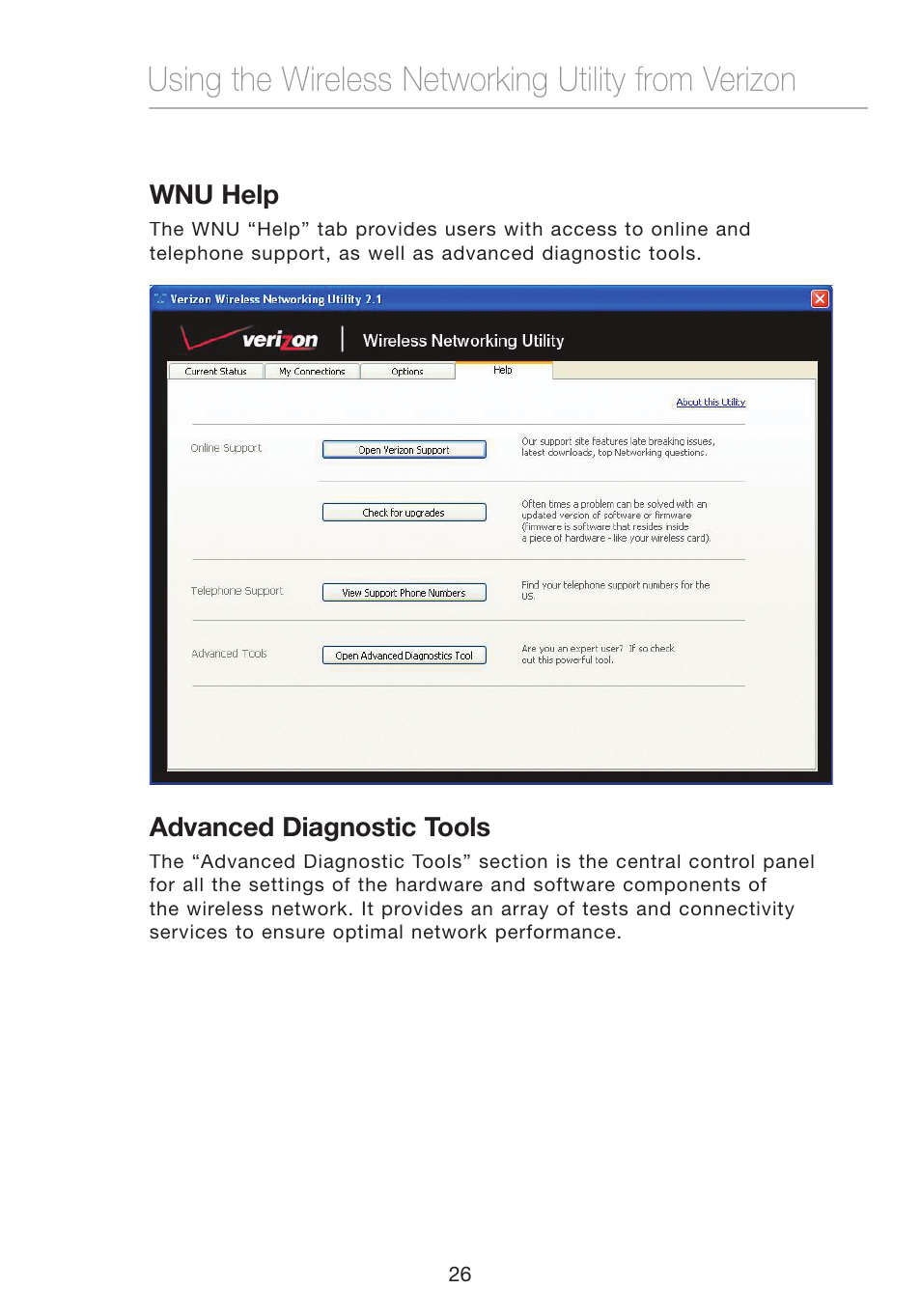 Using the wireless networking utility from verizon | Verizon VZ4050 User Manual | Page 28 / 40