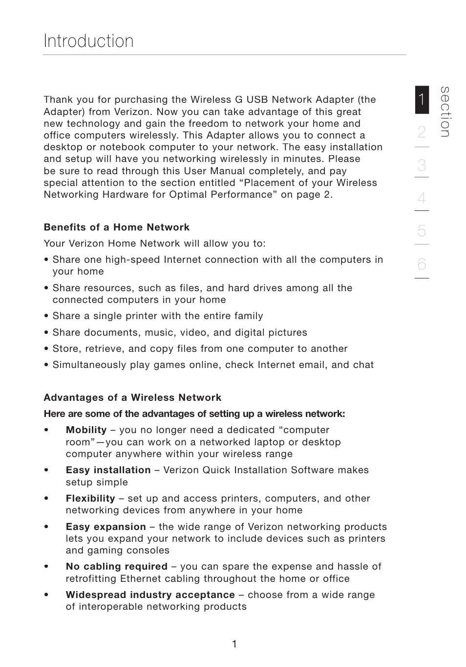 Introduction, Se c tio n | Verizon VZ4050 User Manual | Page 3 / 40