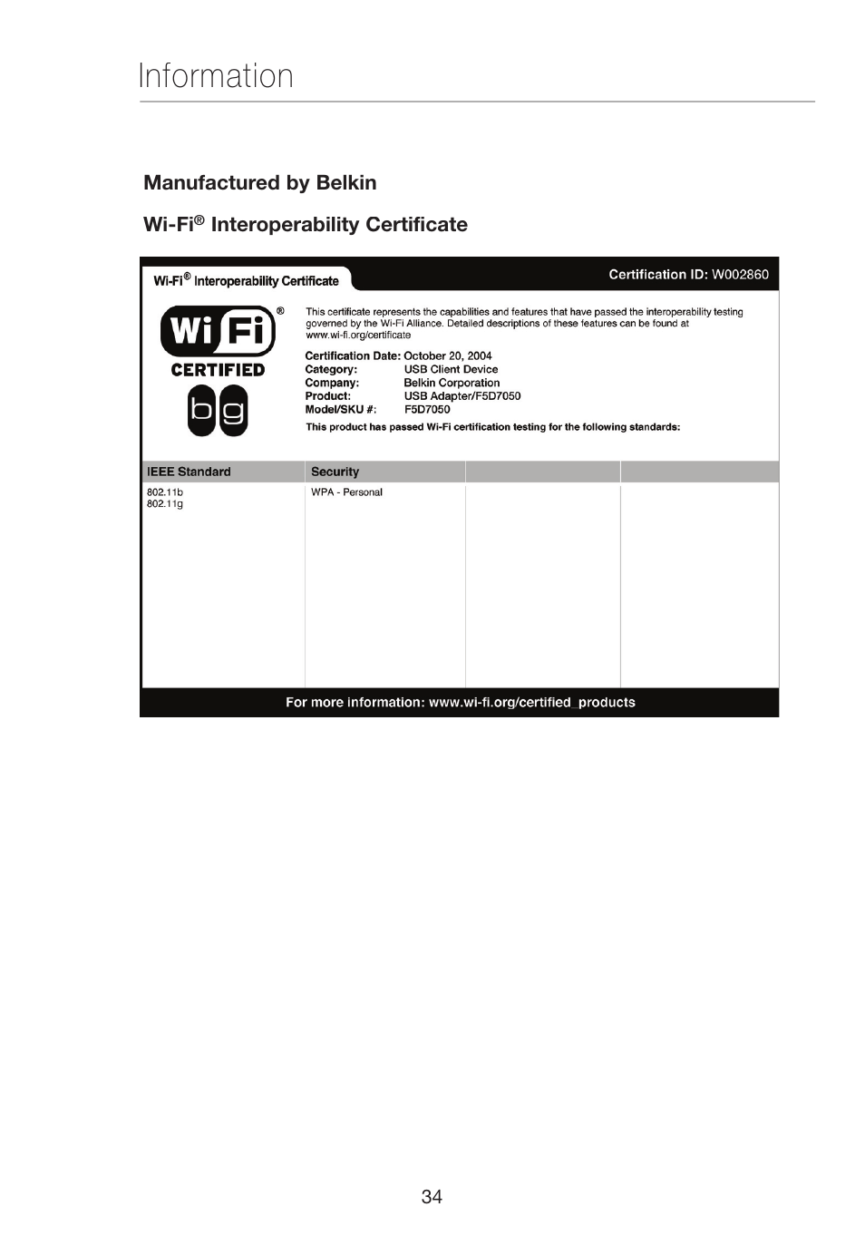 Information | Verizon VZ4050 User Manual | Page 36 / 40