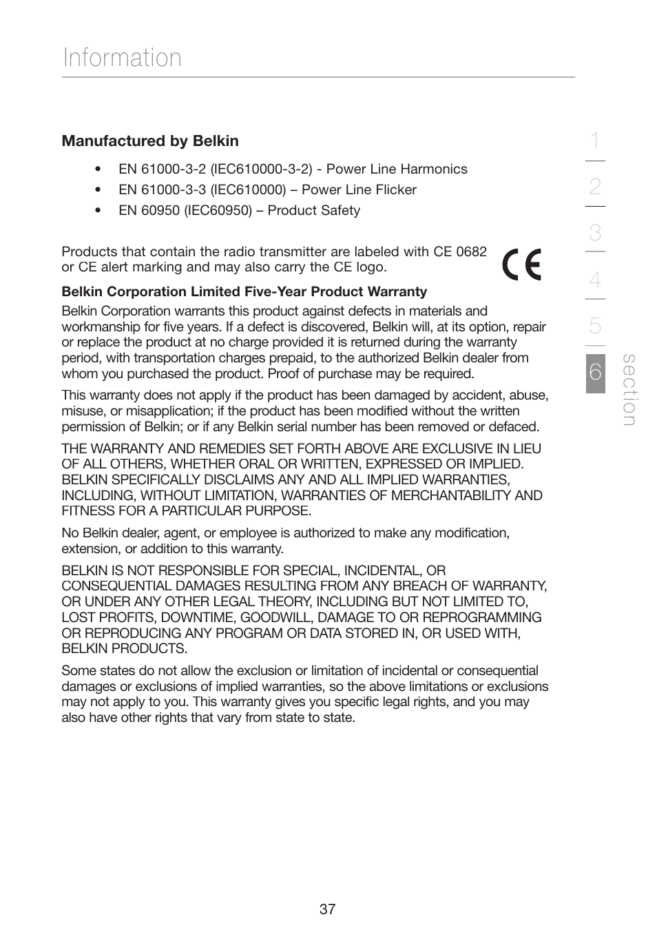 Information, Se c tio n | Verizon VZ4050 User Manual | Page 39 / 40