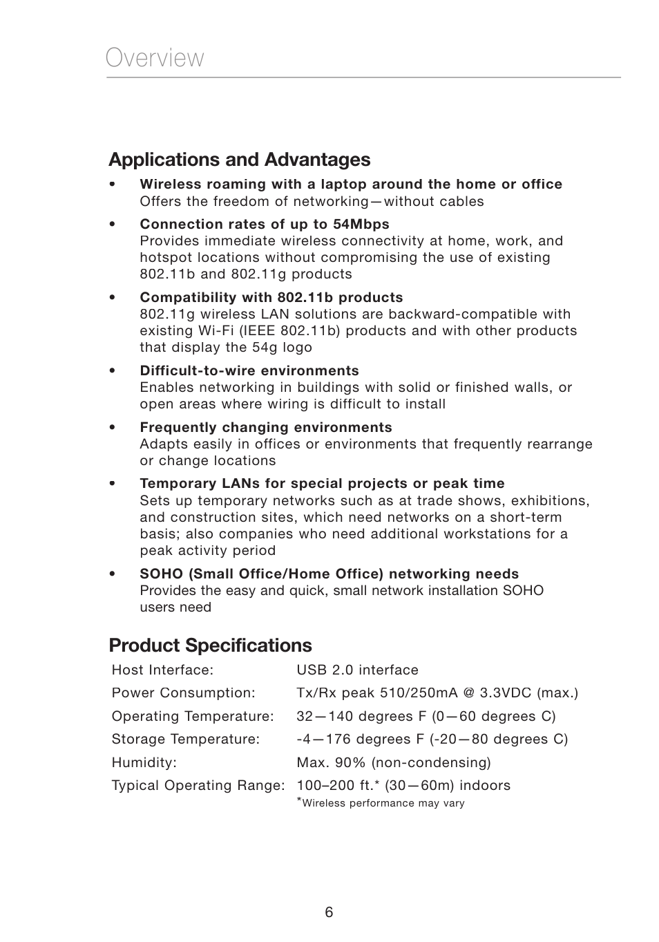 Overview, Applications and advantages, Product specifications | Verizon VZ4050 User Manual | Page 8 / 40