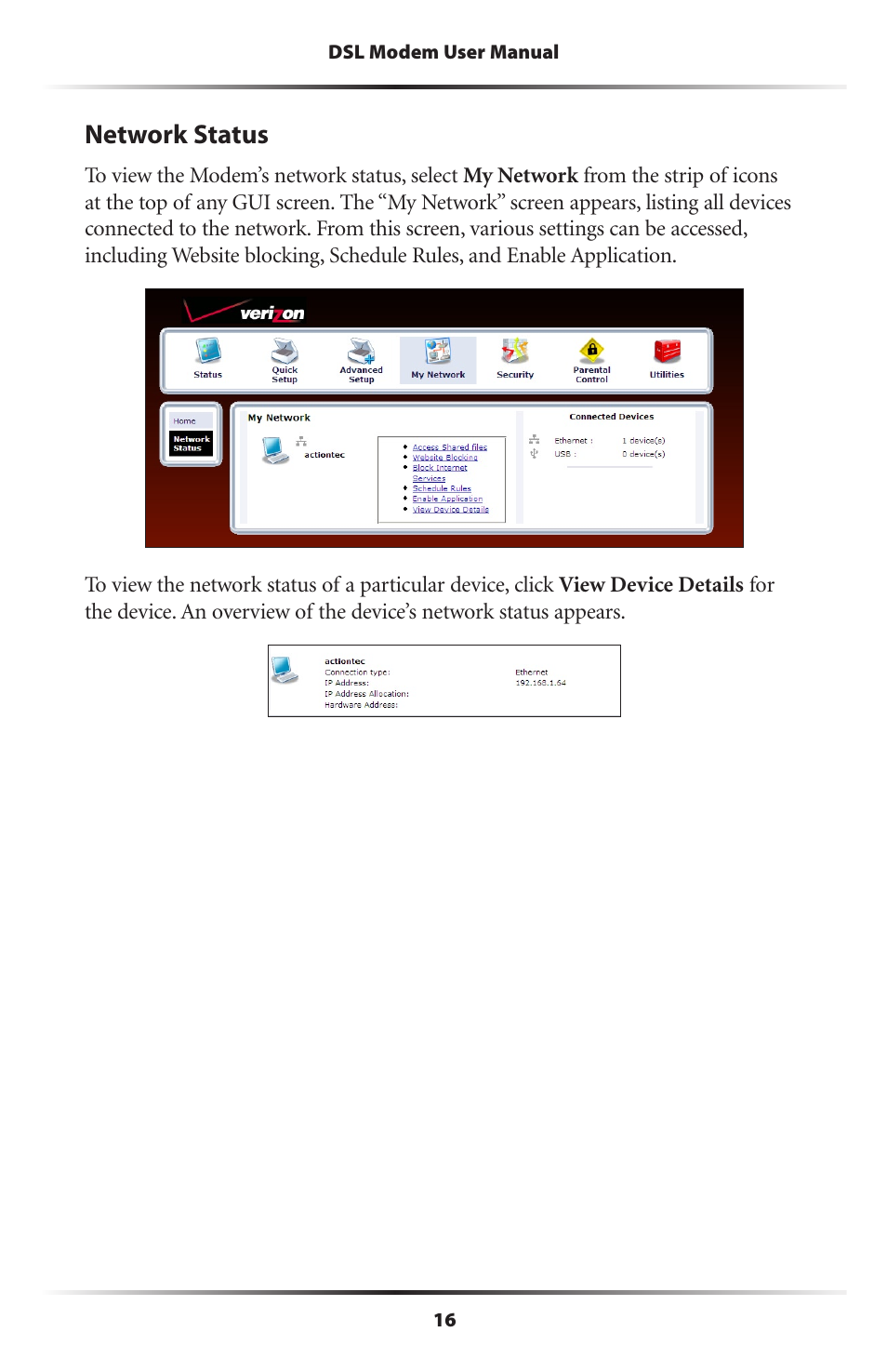 Network status | Verizon GT701C User Manual | Page 19 / 101