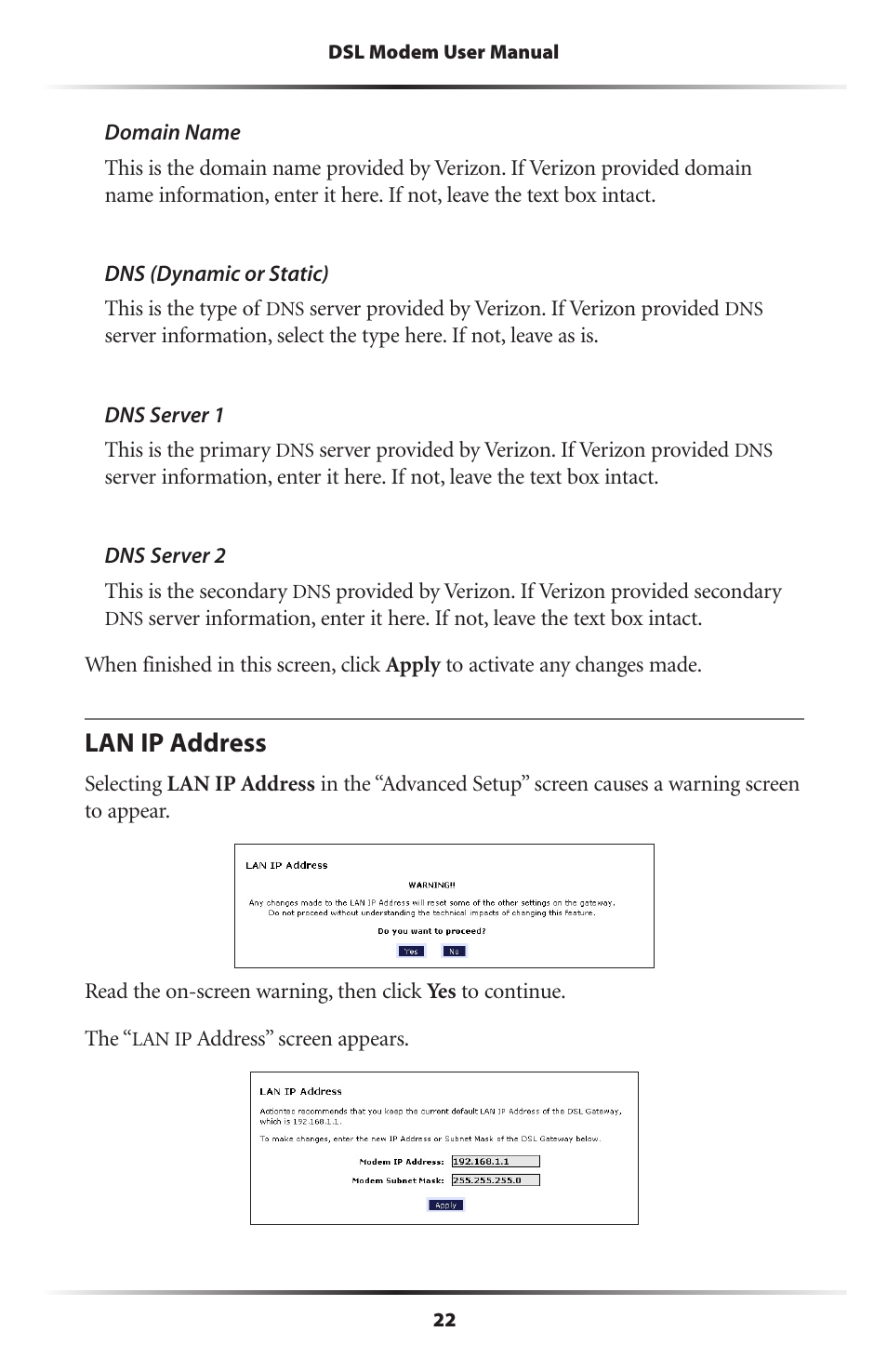 Lan ip address | Verizon GT701C User Manual | Page 25 / 101