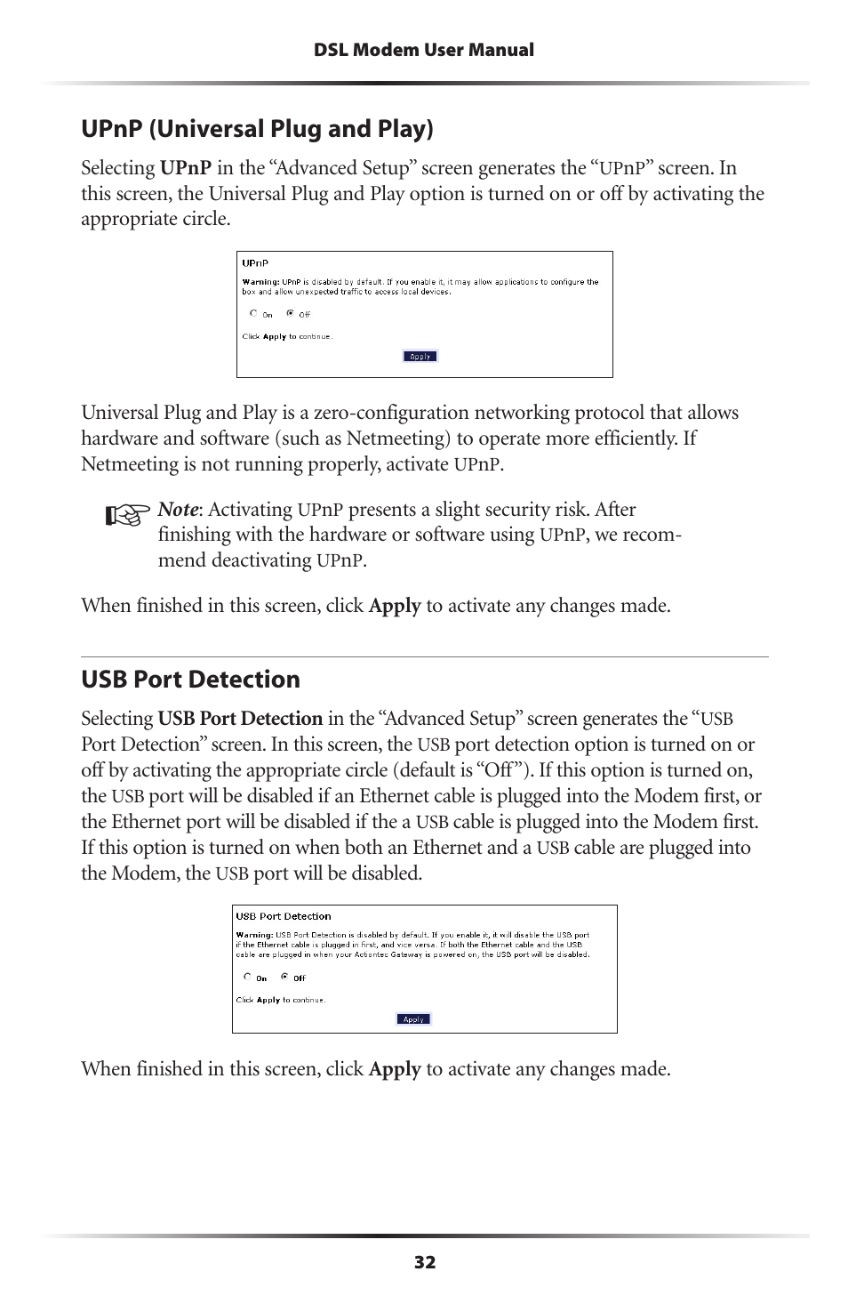 Upnp (universal plug and play), Usb port detection, 32 usb port detection | Verizon GT701C User Manual | Page 35 / 101