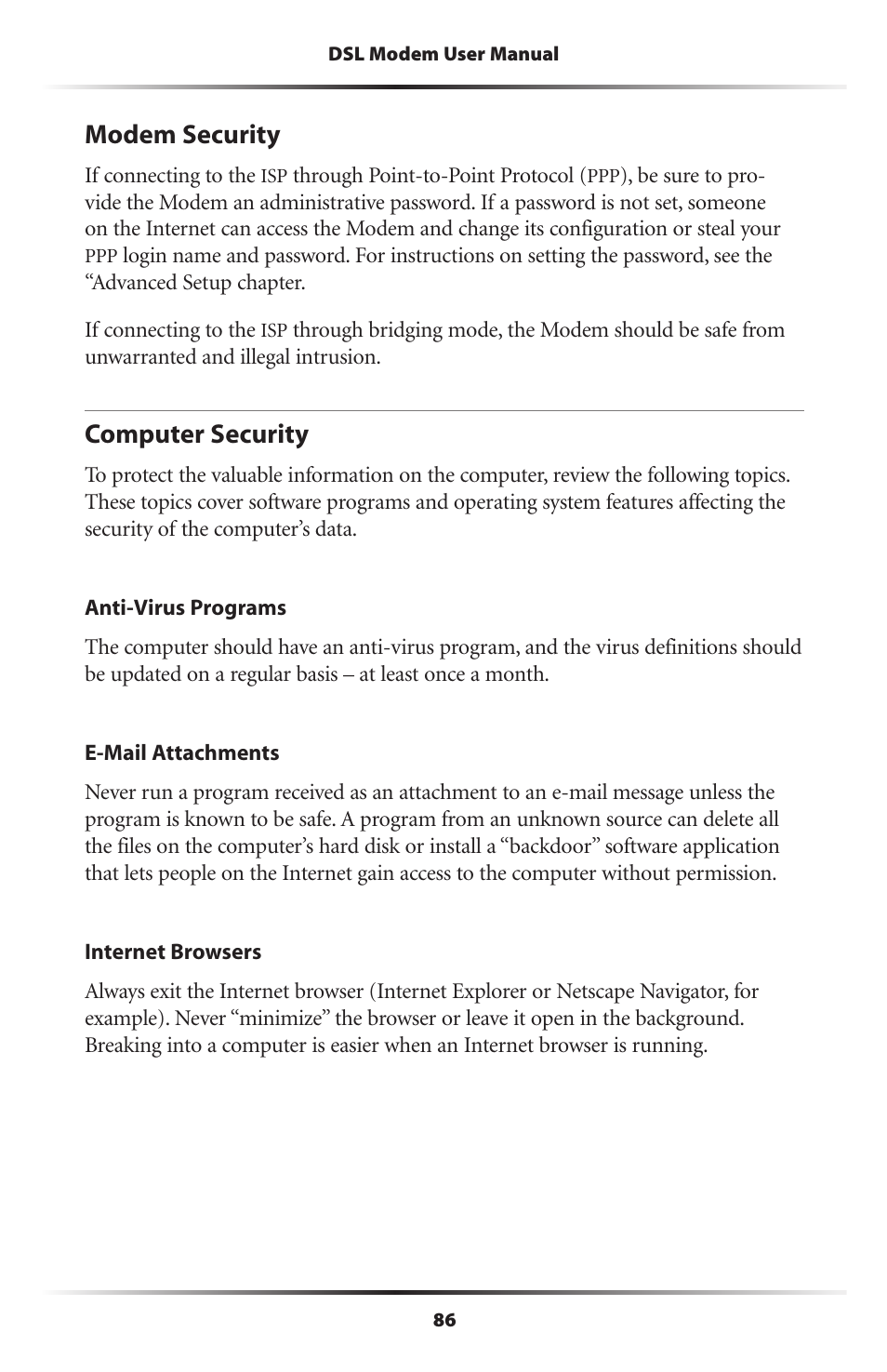 Modem security, Computer security, 86 computer security | Verizon GT701C User Manual | Page 89 / 101