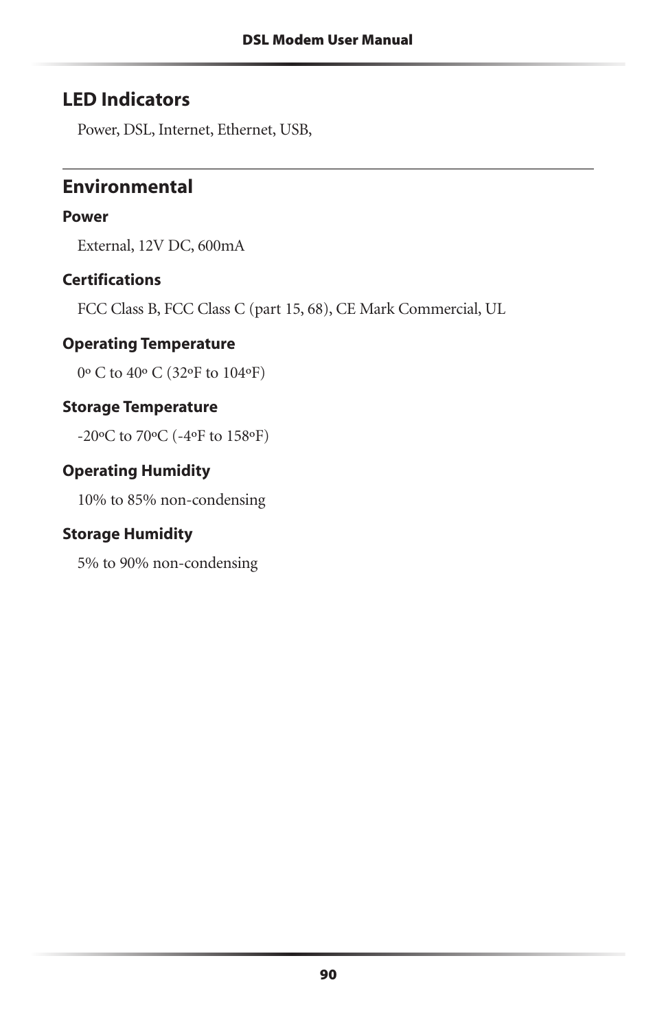 Led indicators, Environmental, 90 environmental | Verizon GT701C User Manual | Page 93 / 101