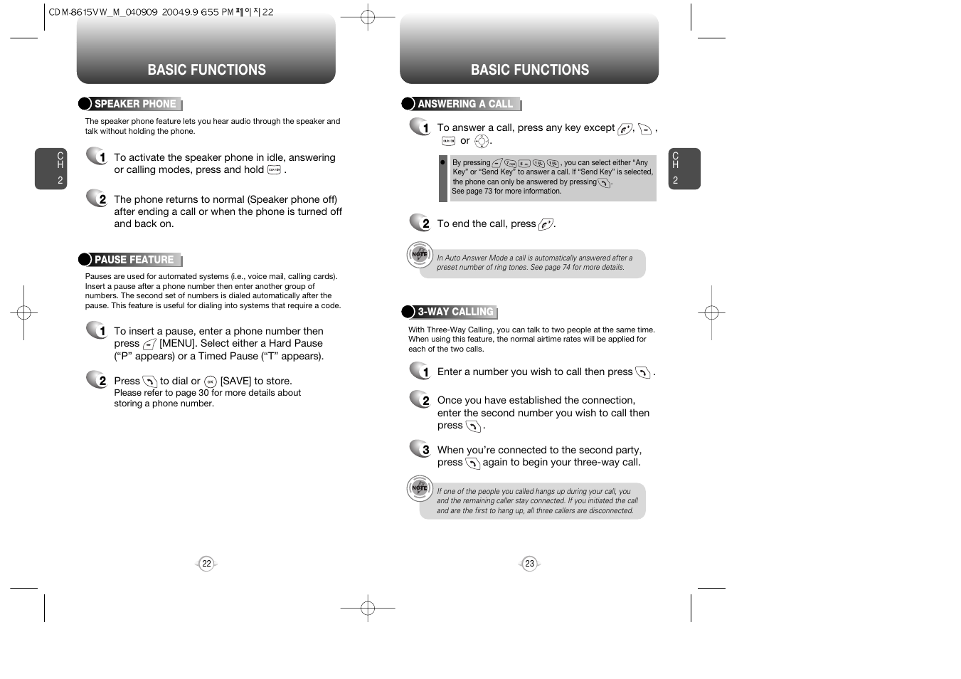 Basic functions | Verizon CDM8615 User Manual | Page 13 / 67