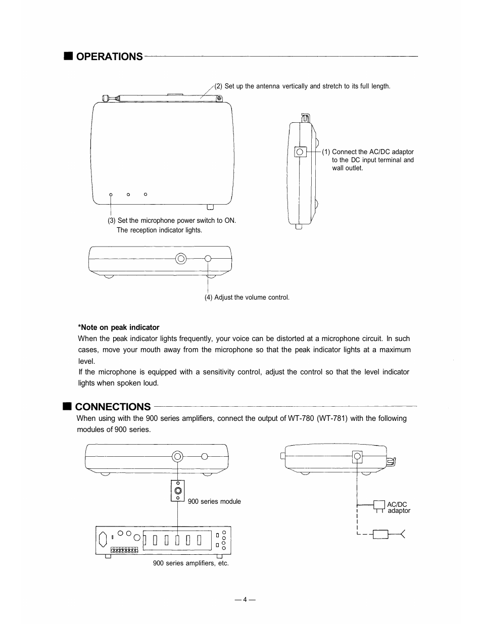 Operations, Connections | Verizon WT-781 User Manual | Page 4 / 6