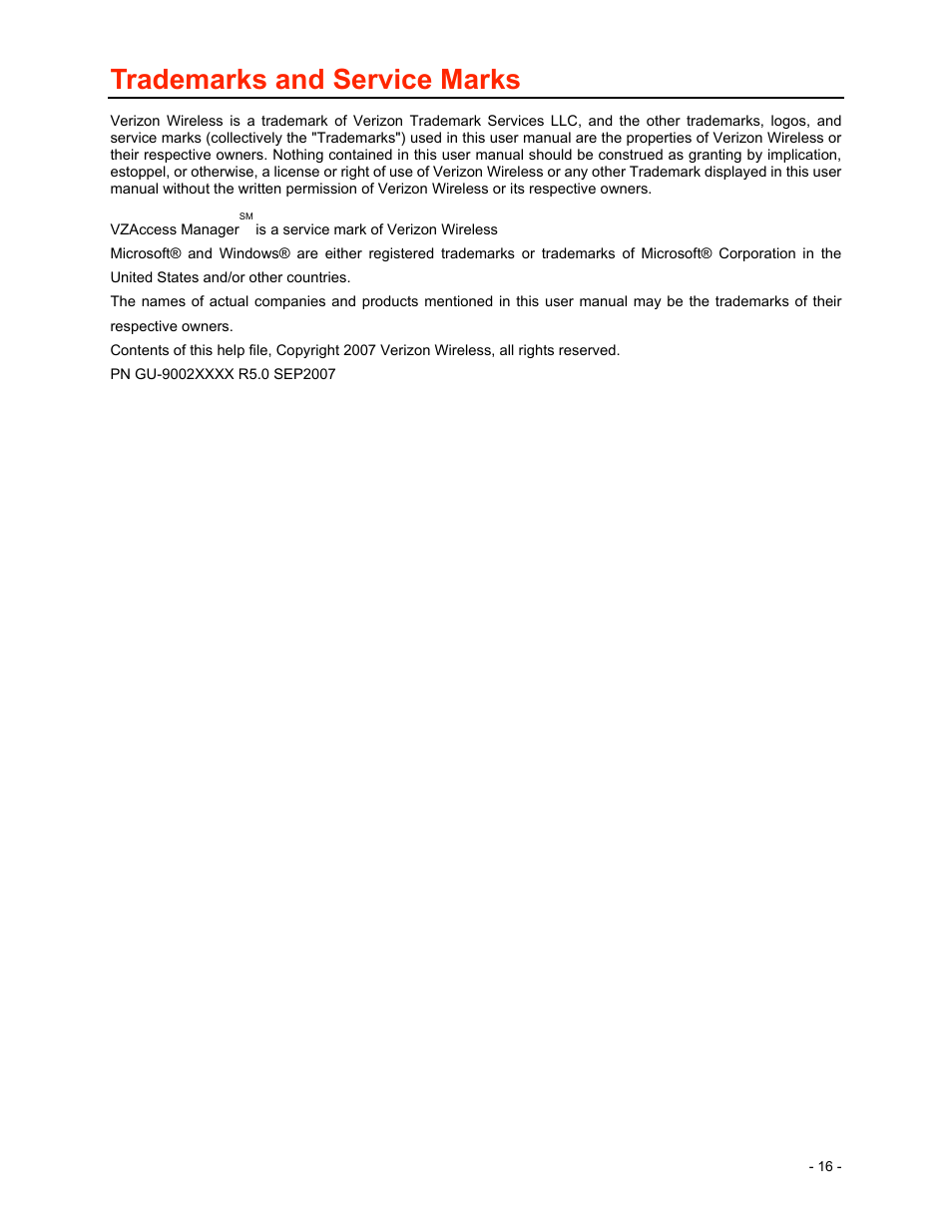 Trademarks and service marks | Verizon Wireless Global Ready USB Modem AD3700 User Manual | Page 17 / 17