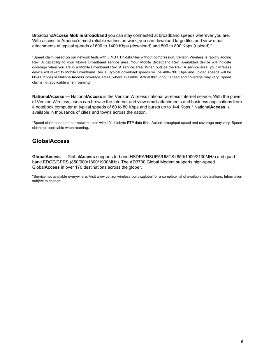 Globalaccess | Verizon Wireless Global Ready USB Modem AD3700 User Manual | Page 7 / 17