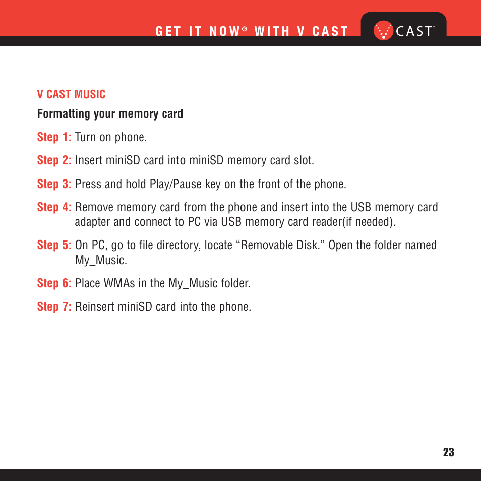 Verizon V CAST MUSIC VX8100 User Manual | Page 25 / 86
