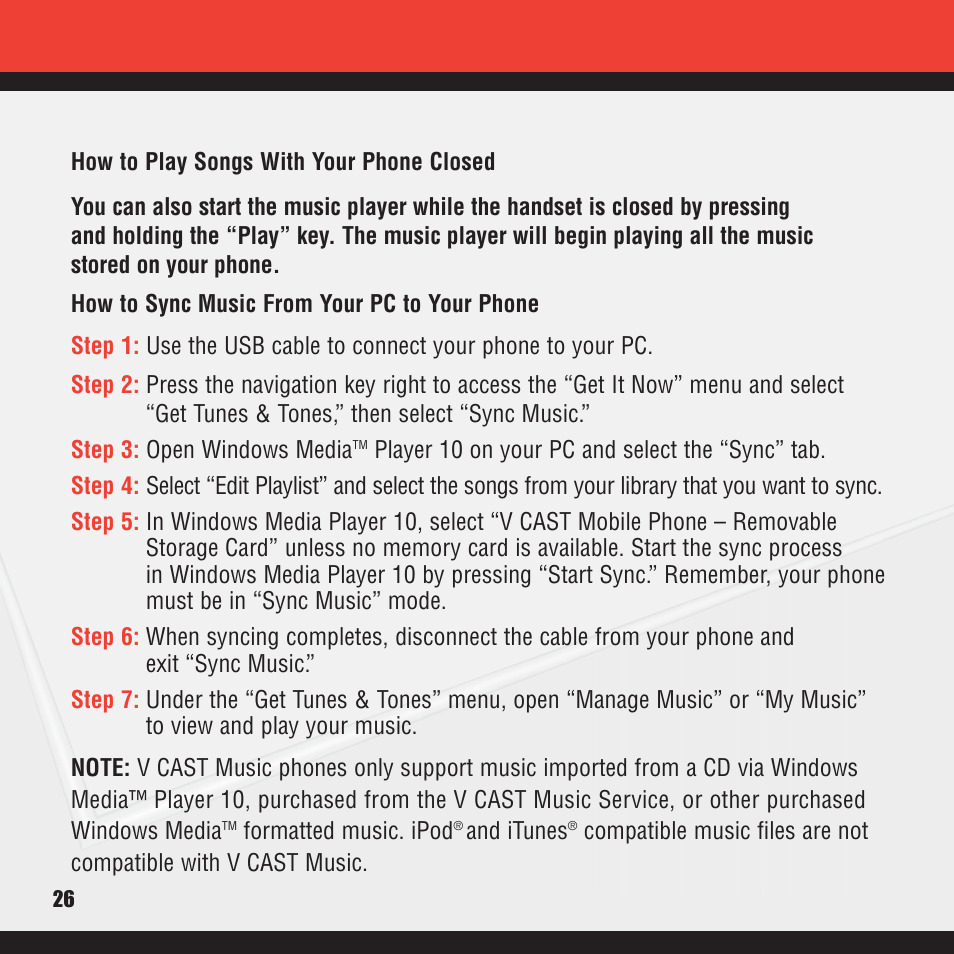 Verizon V CAST MUSIC VX8100 User Manual | Page 28 / 86