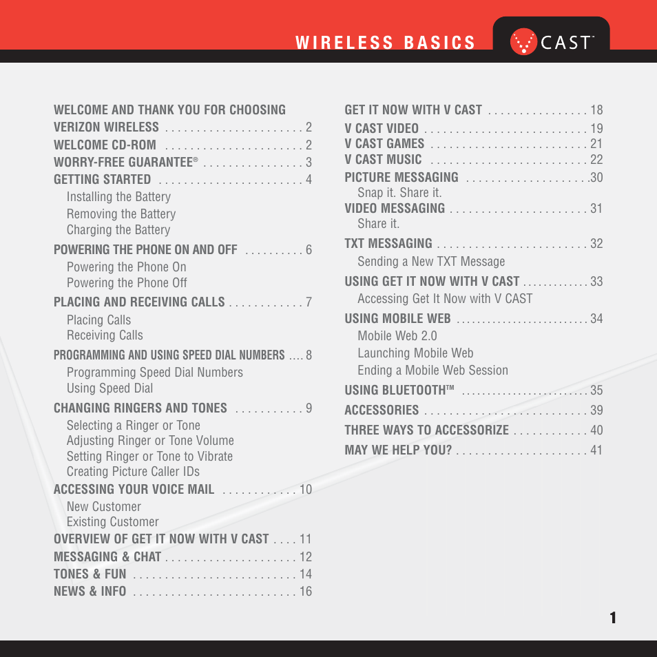 Verizon V CAST MUSIC VX8100 User Manual | Page 3 / 86