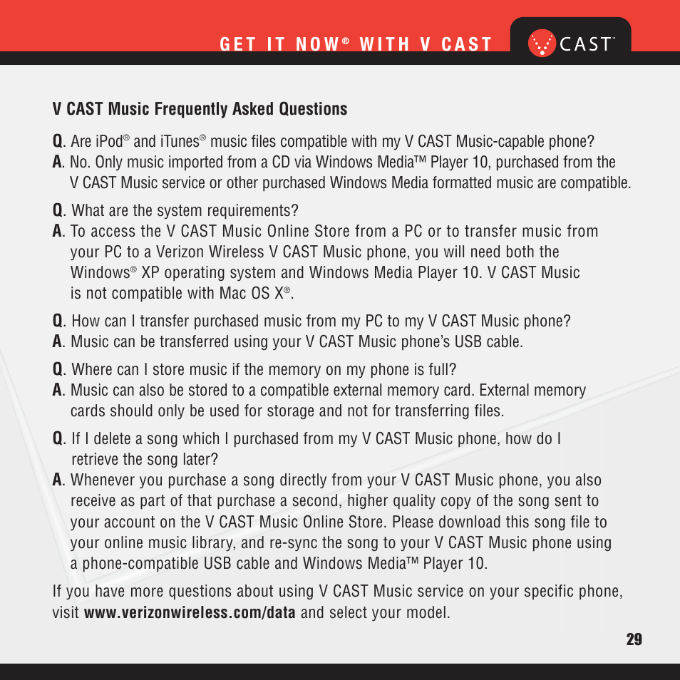 Verizon V CAST MUSIC VX8100 User Manual | Page 31 / 86