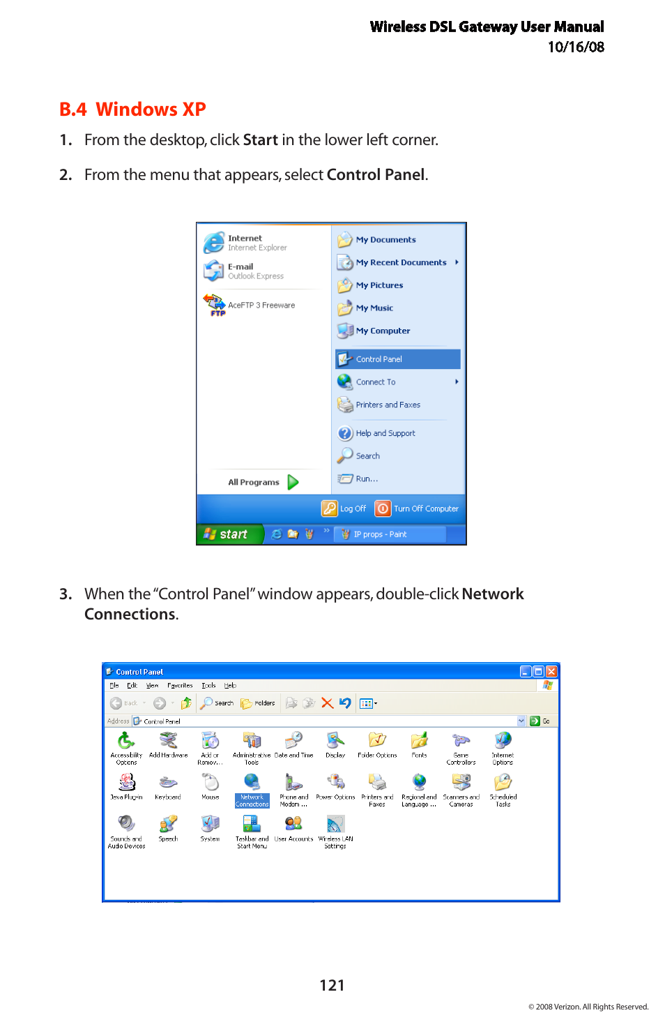B.4 windows xp | Verizon GT704WGB User Manual | Page 122 / 144