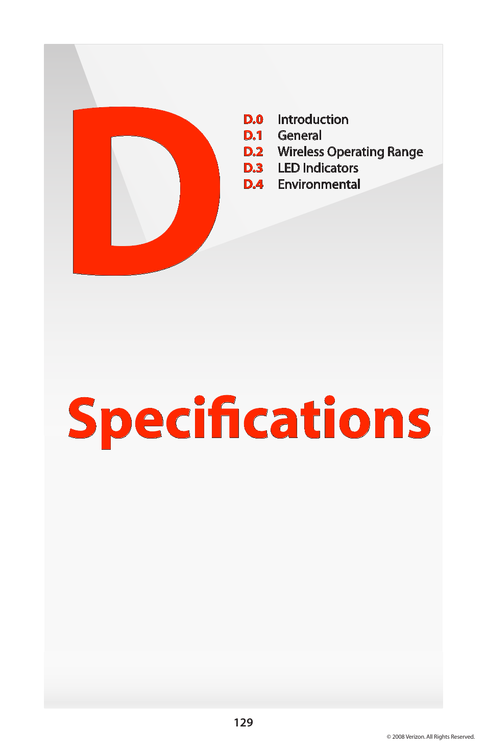 Specifications | Verizon GT704WGB User Manual | Page 130 / 144