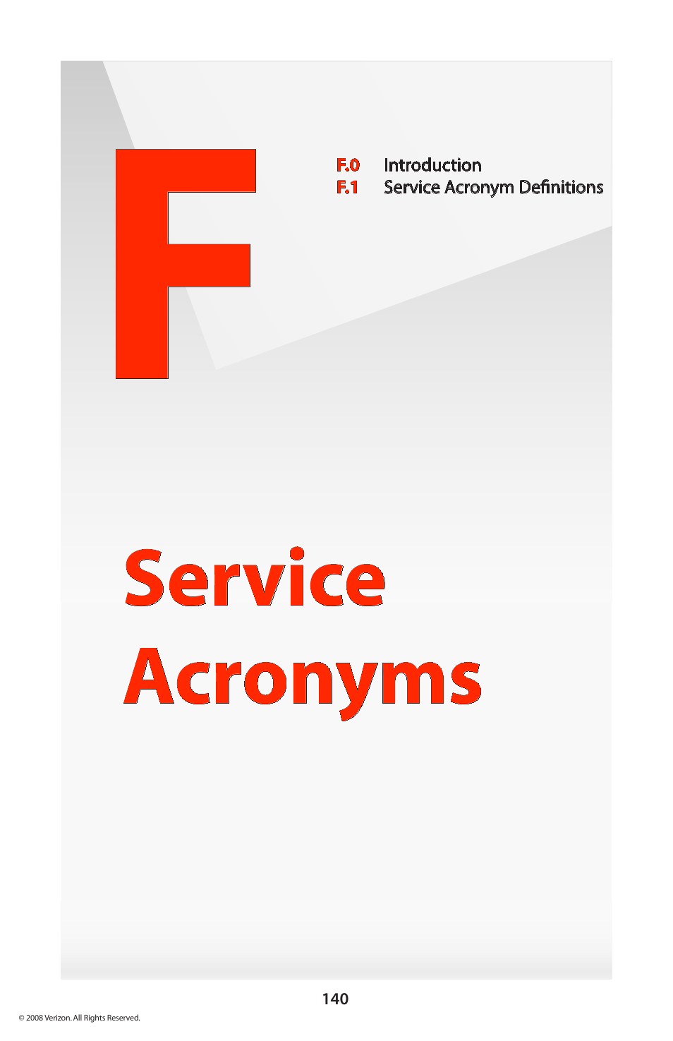 Service acronyms | Verizon GT704WGB User Manual | Page 141 / 144
