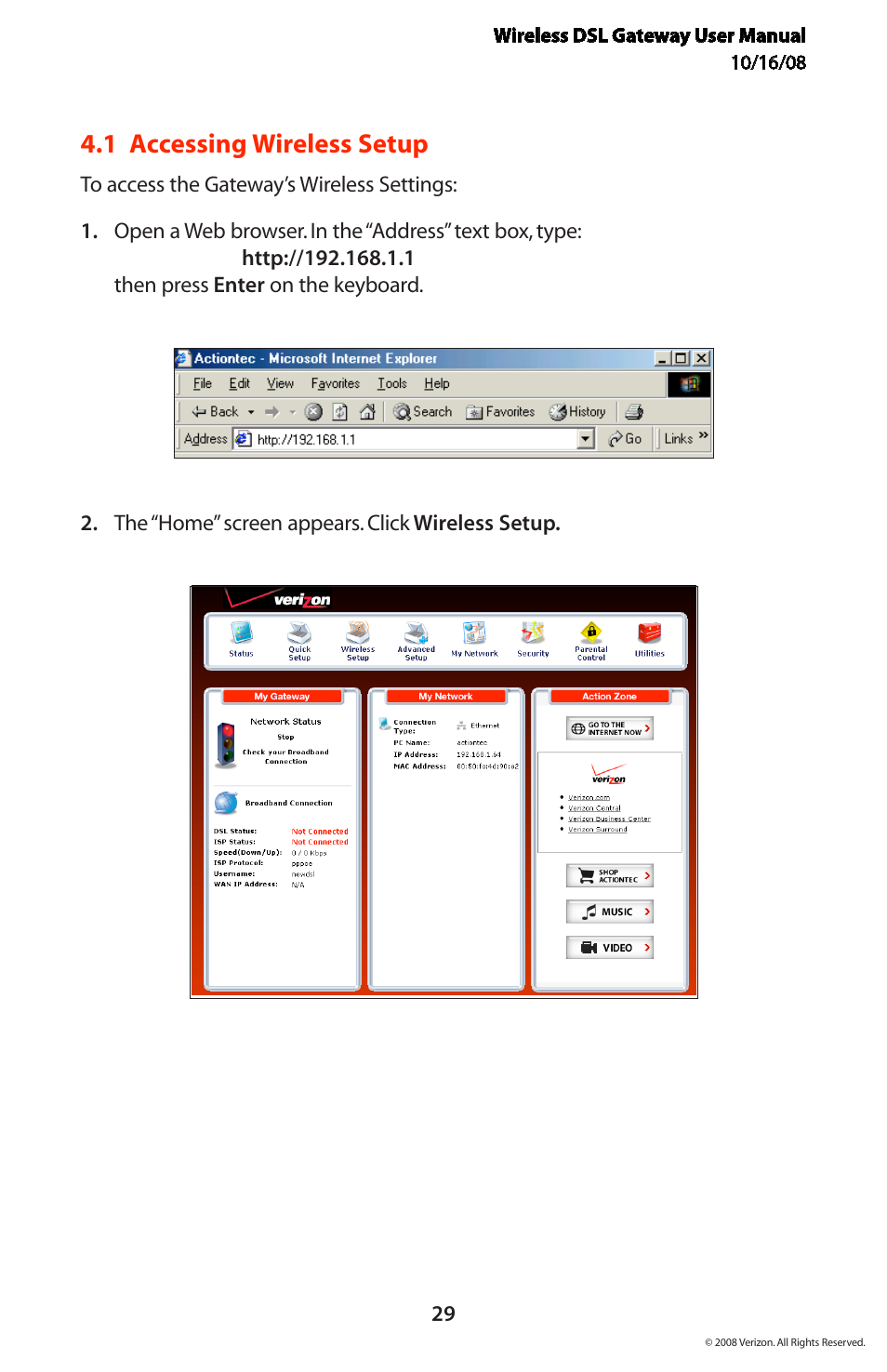 1 accessing wireless setup | Verizon GT704WGB User Manual | Page 30 / 144