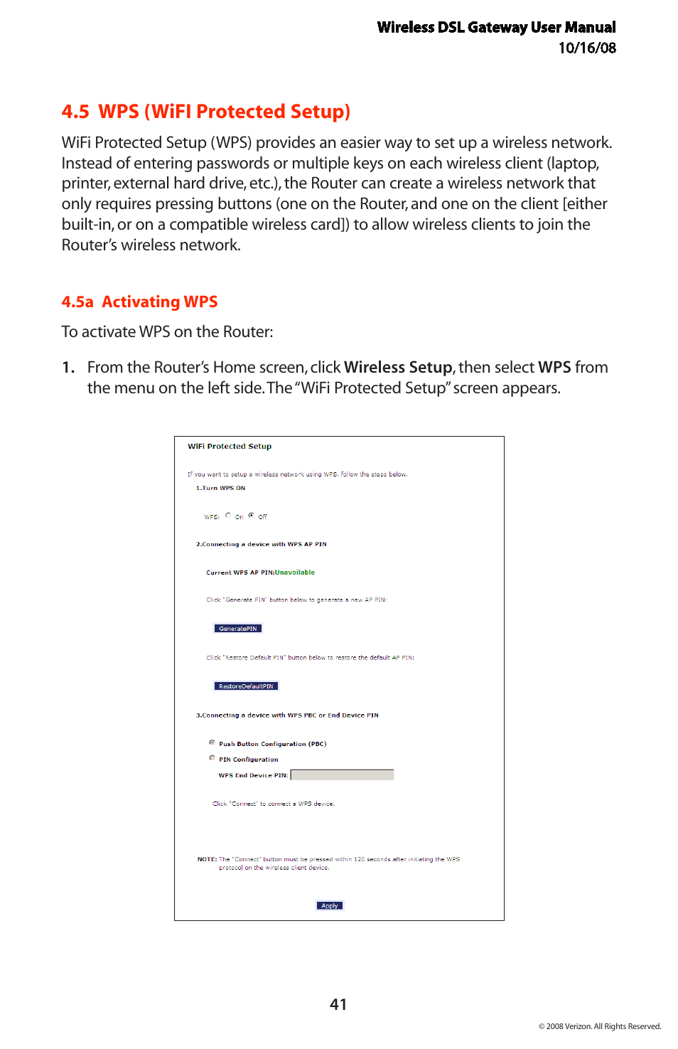 5 wps (wifi protected setup) | Verizon GT704WGB User Manual | Page 42 / 144