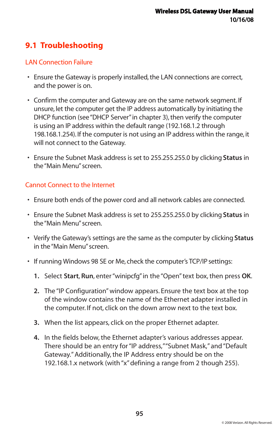 1 troubleshooting | Verizon GT704WGB User Manual | Page 96 / 144