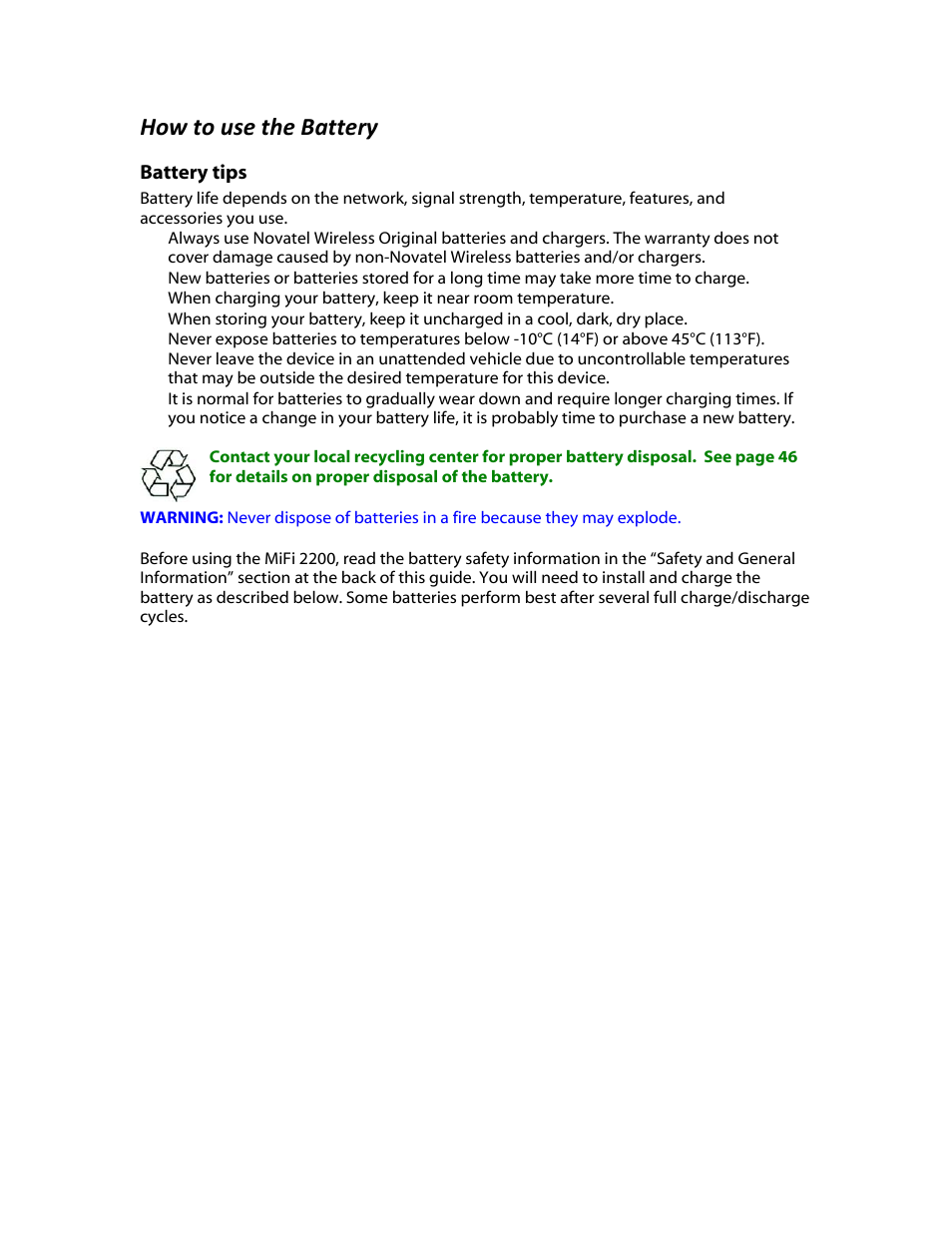 How to use the battery | Verizon MiFi 2200 User Manual | Page 13 / 50