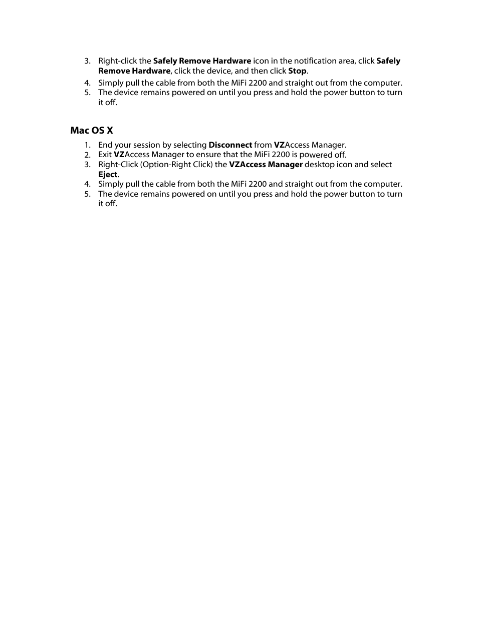 Mac os x | Verizon MiFi 2200 User Manual | Page 16 / 50