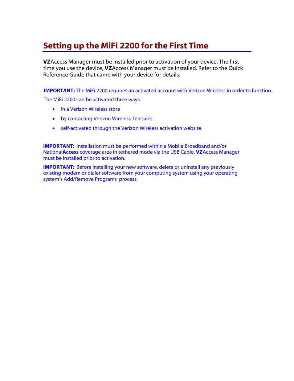 Setting up the mifi 2200 for the first time | Verizon MiFi 2200 User Manual | Page 17 / 50