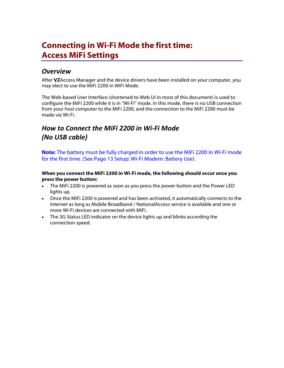 Ov v, Mifi 2200 in wi‐fi mode (no cable), Er iew | How to connect the usb | Verizon MiFi 2200 User Manual | Page 21 / 50