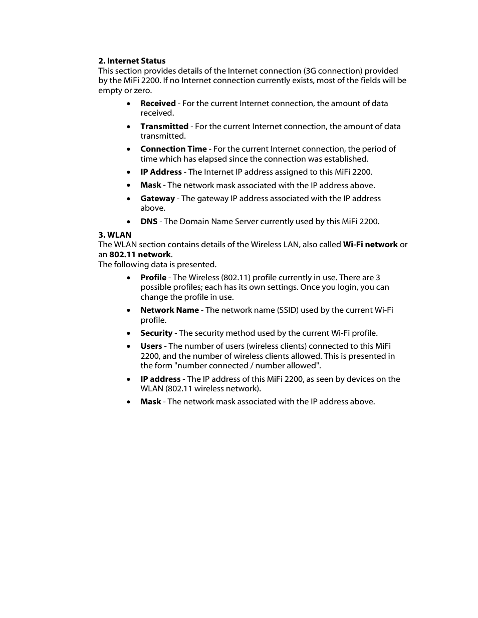 Internet status, Wlan | Verizon MiFi 2200 User Manual | Page 23 / 50
