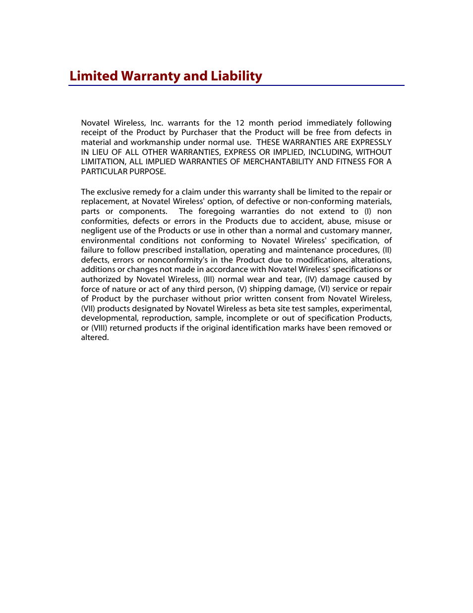 Limited warranty and liability | Verizon MiFi 2200 User Manual | Page 46 / 50