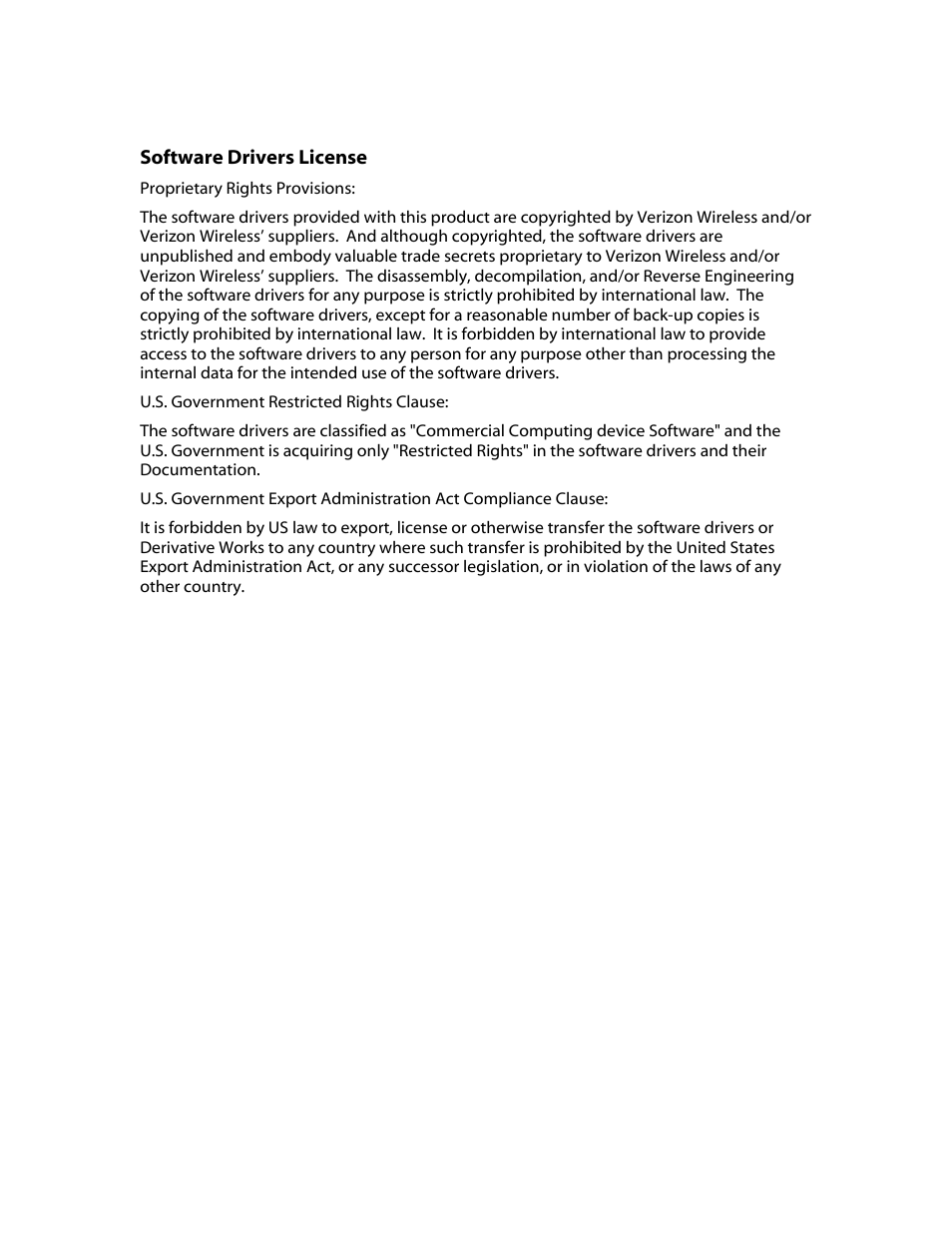 Software drivers license | Verizon MiFi 2200 User Manual | Page 5 / 50