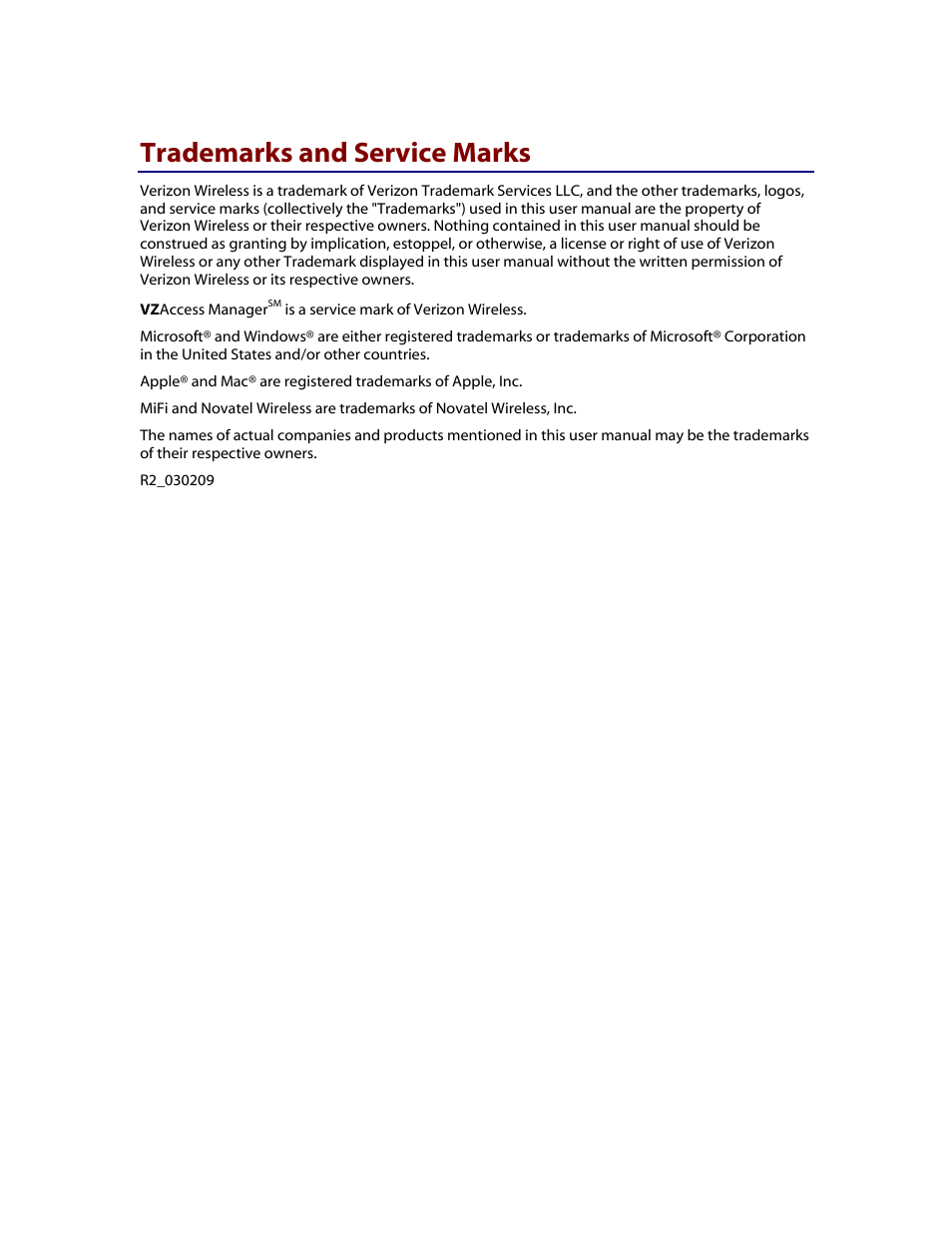 Trademarks and service marks | Verizon MiFi 2200 User Manual | Page 50 / 50