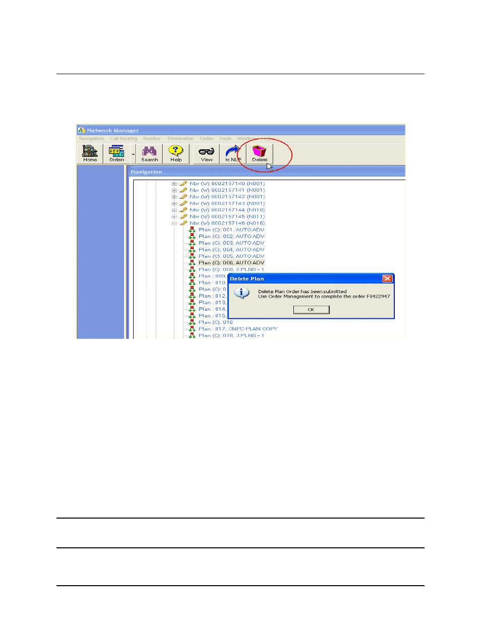 Delete a classic plan, Delete a classic plan -5 | Verizon Network Manager Nodes User Manual | Page 55 / 69